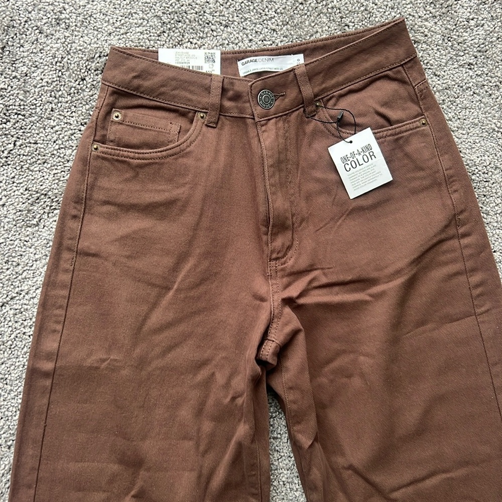 Garage Street Wide Leg Brown Jeans size 24 (size 0) NWT. Color: Walnut Brownie